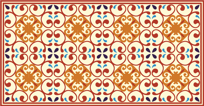 Vintage fliser flerfarget vinyl teppe - Tenstickers