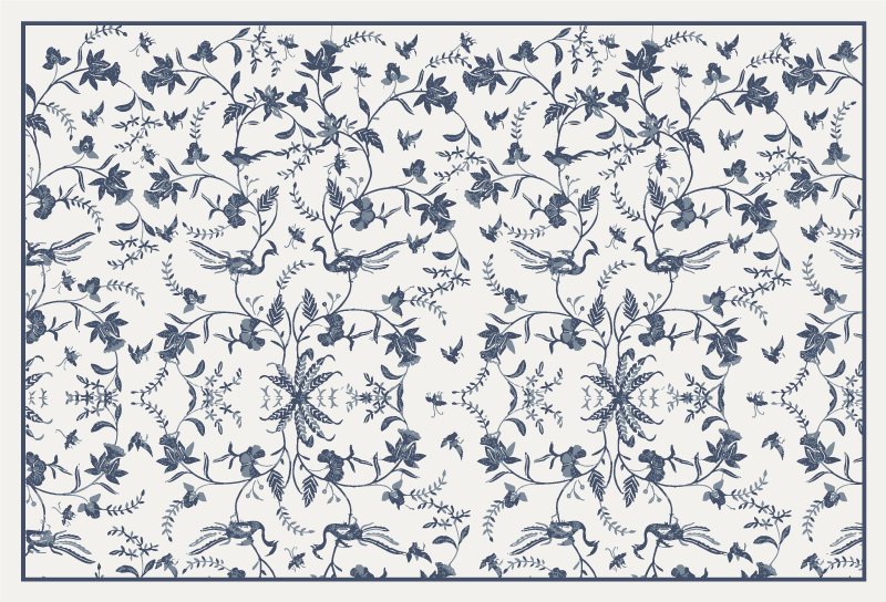 Asurblå blomst vinyl teppe blomster og planter - Tenstickers