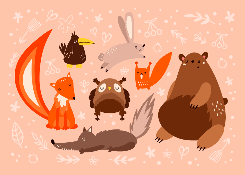 Søte dyrevenner vinyl teppe baby - Tenstickers