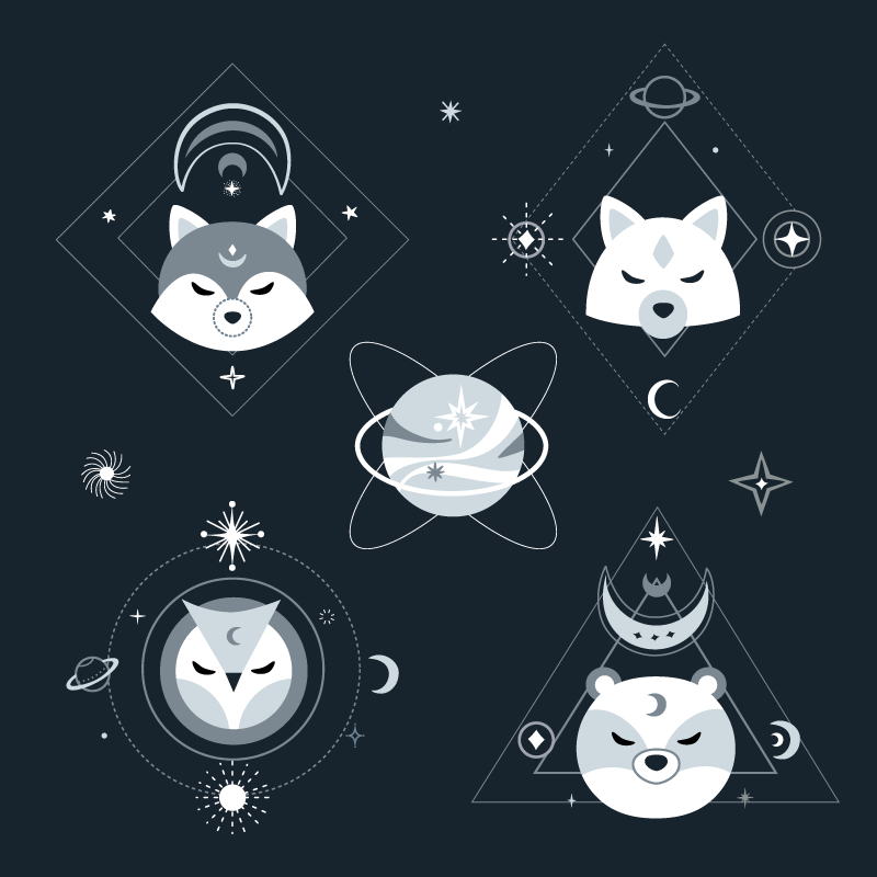 Nordic animals kosmisk vinyl teppe - Tenstickers