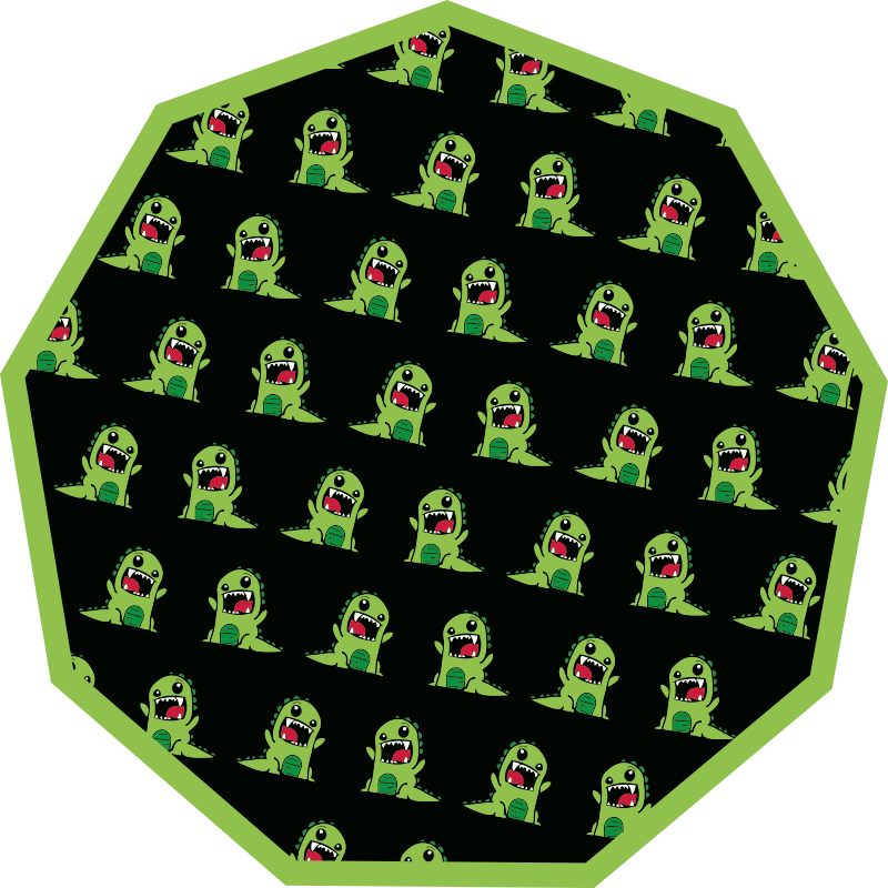 Dinosaur doodle med armene opp skummelt vinylteppe - Tenstickers