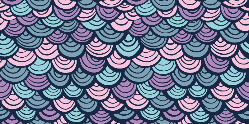 Lilla og blått bølgemotiv vinyl teppe geometrisk - Tenstickers