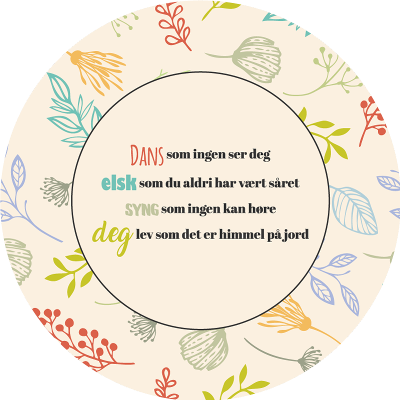 Dans, elsk, syng og deg lev sitat vinylteppe - Tenstickers