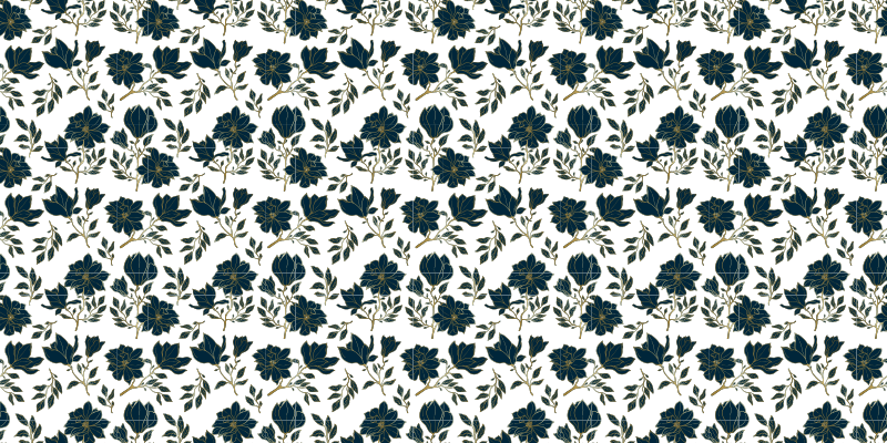 Blå blomster mønster fliser vinyl teppe - Tenstickers