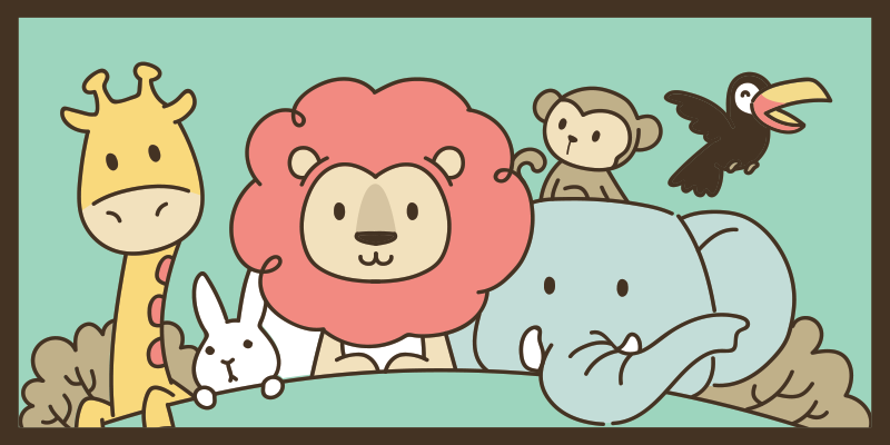 Dyrehage håndtuftet dyretrykk vinyl teppe - Tenstickers