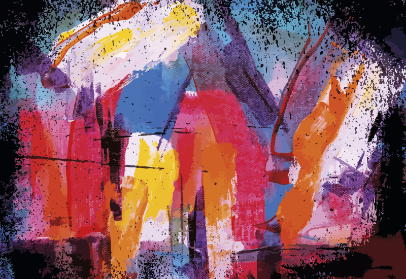 Abstrakt maling farget moderne vinyl teppe - Tenstickers