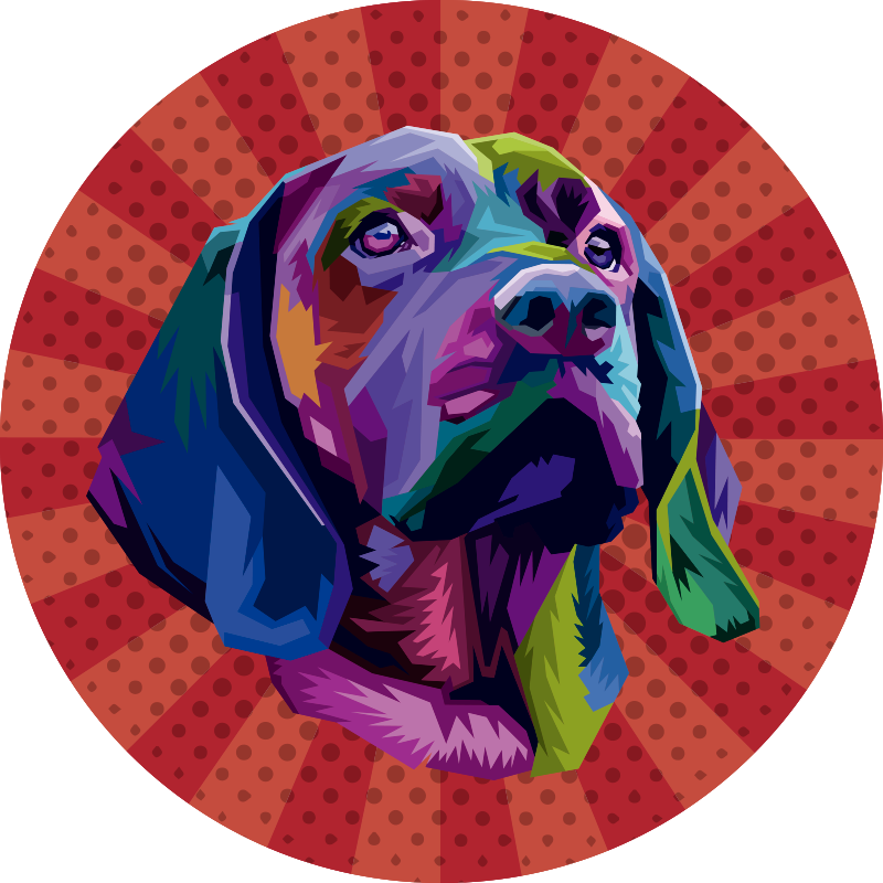Hund pop art dyr vinyl teppe - Tenstickers