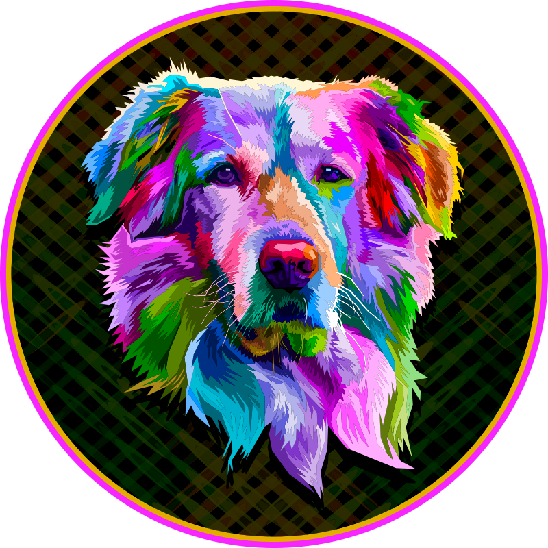 Golden retriever pop art dyreteppe - Tenstickers