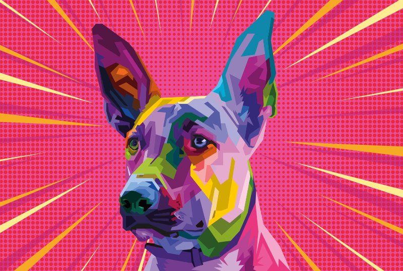 Regnbue pop art hundedyr vinyl teppe - Tenstickers