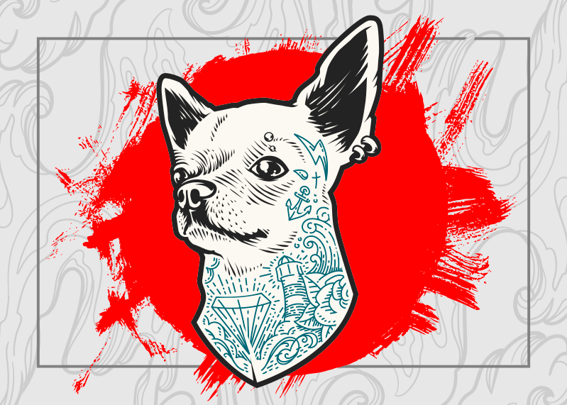 Punk hundedyr vinyl teppe - Tenstickers