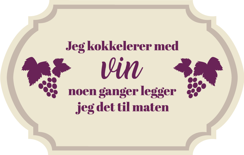 Matlaging med vintekst tilpasset vinyl teppe - Tenstickers