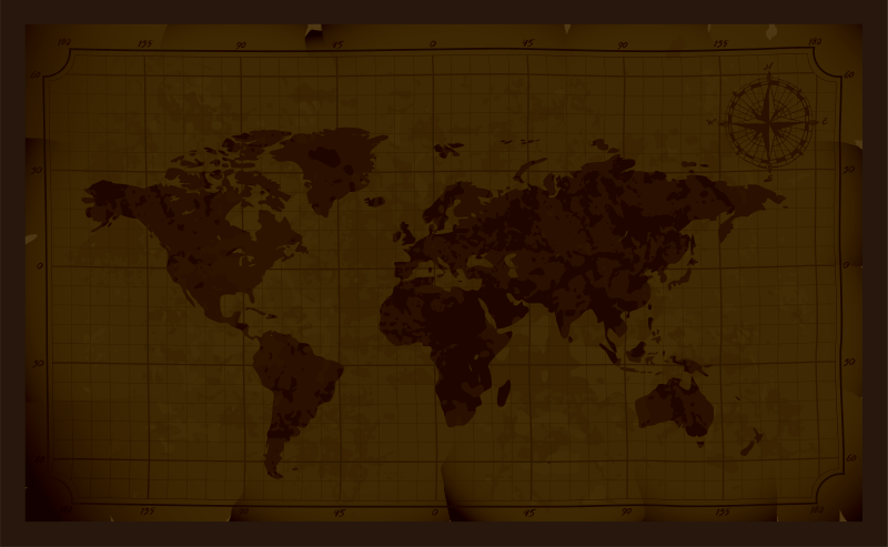 Antikk brun design vinyl teppe verdenskart - Tenstickers