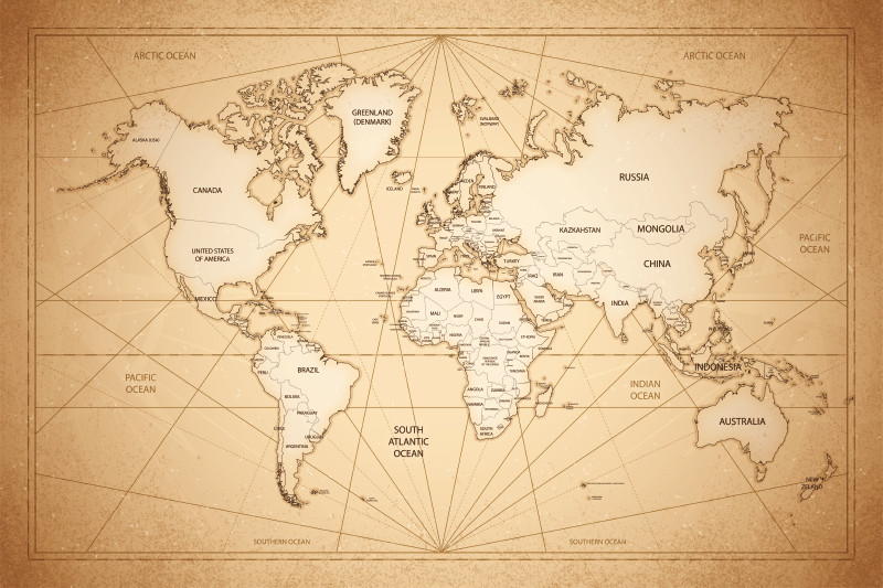 Verdenskartteppe på 1800-tallet - Tenstickers