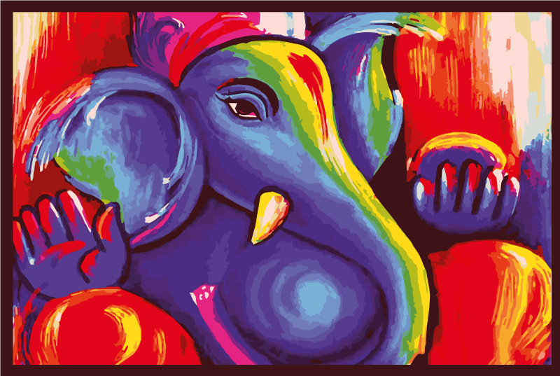 Moderne kunst elefant fargerikt vinyl teppe - Tenstickers
