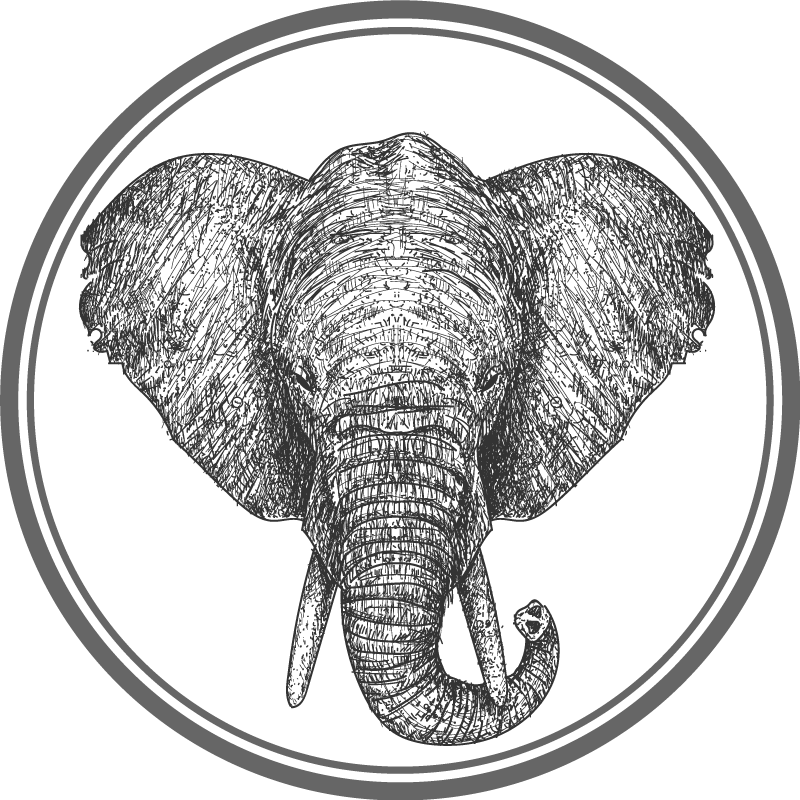 Grå elefant omriss vinyl teppe dyr - Tenstickers