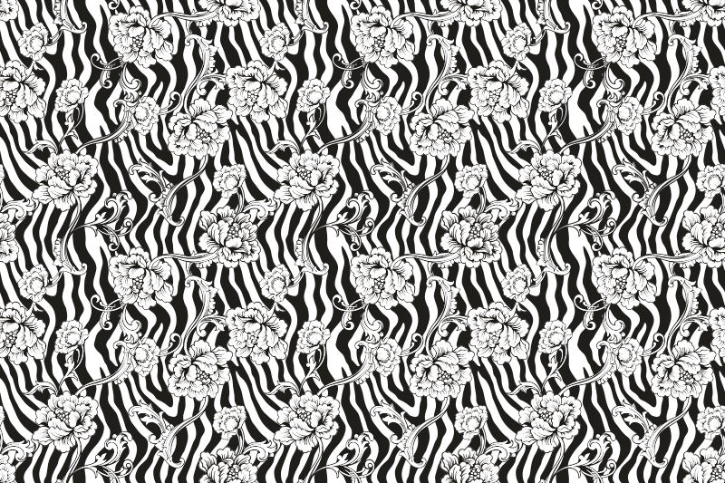 Blomster sebramønster vinyl teppe dyreavtrykk - Tenstickers