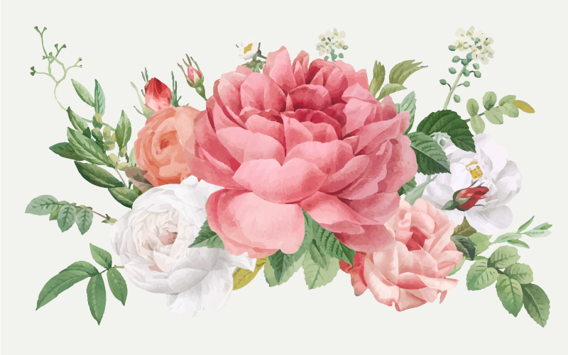 Blomster og roser blomster vinyl teppe - Tenstickers