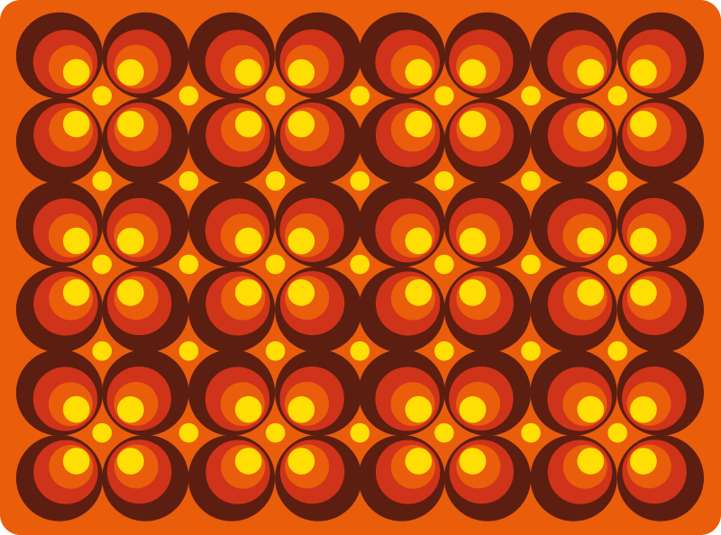 70-talls pop gule sirkler vintage vinyl teppe - Tenstickers