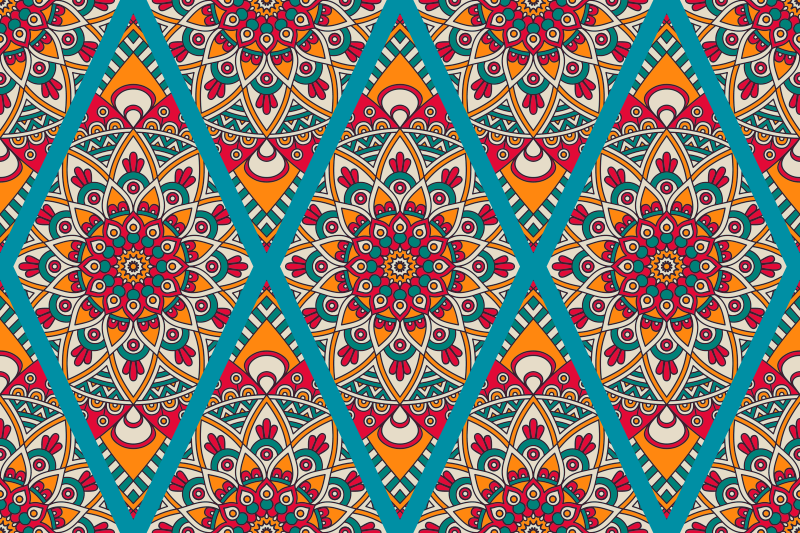 Livlig fargerik design vinyl teppe mandala - Tenstickers