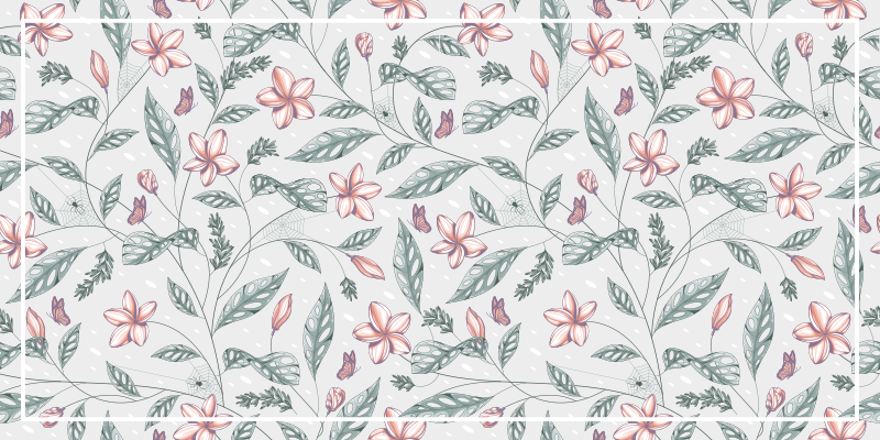 Vinyl teppe blomster og planter med blomstrende mønster - Tenstickers