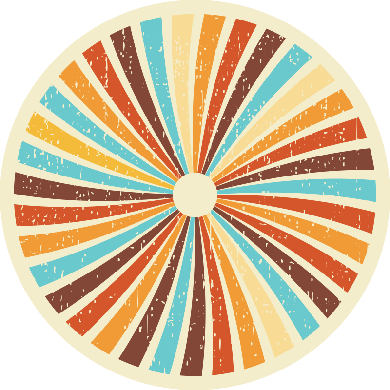 Retro sunburst stråler vinyl teppe - Tenstickers