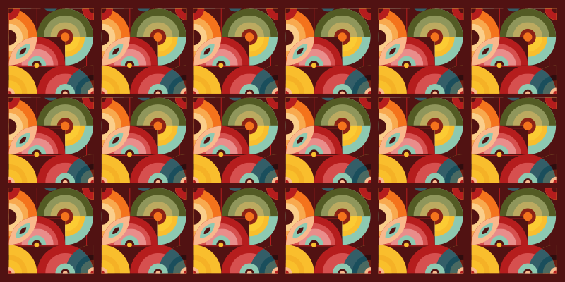 Retro fargerike sirkulære former vinyl teppe vintage - Tenstickers