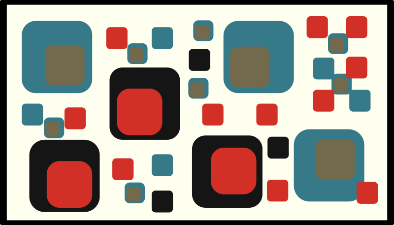 70-tallet blå og sorte firkanter geometriske vinyl teppe - Tenstickers