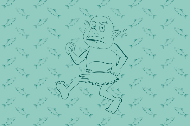 Norsk troll som holder laks etnisk vinyl teppe - Tenstickers