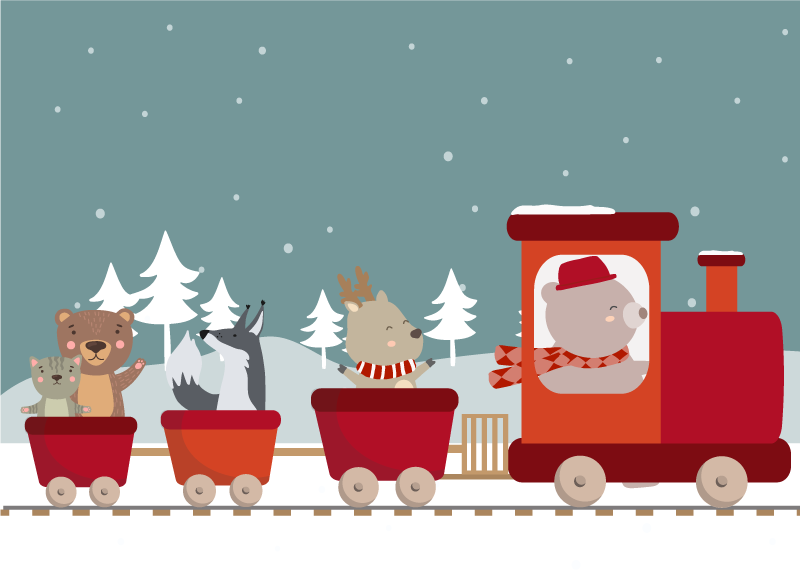 Dyretog-eventyr Vinyl teppe flere barn - Tenstickers