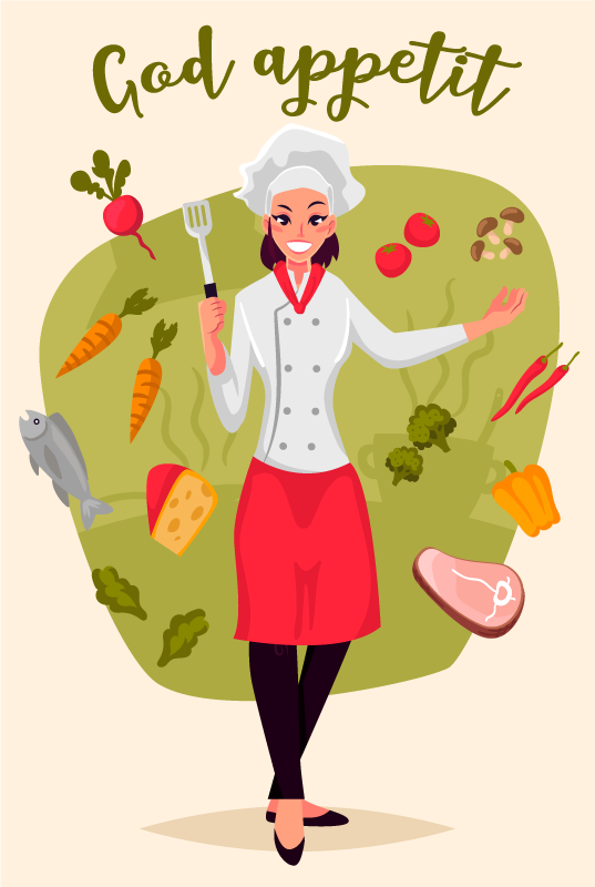 Kjøkken matlaging kvinne tilpasset vinyl teppe - Tenstickers