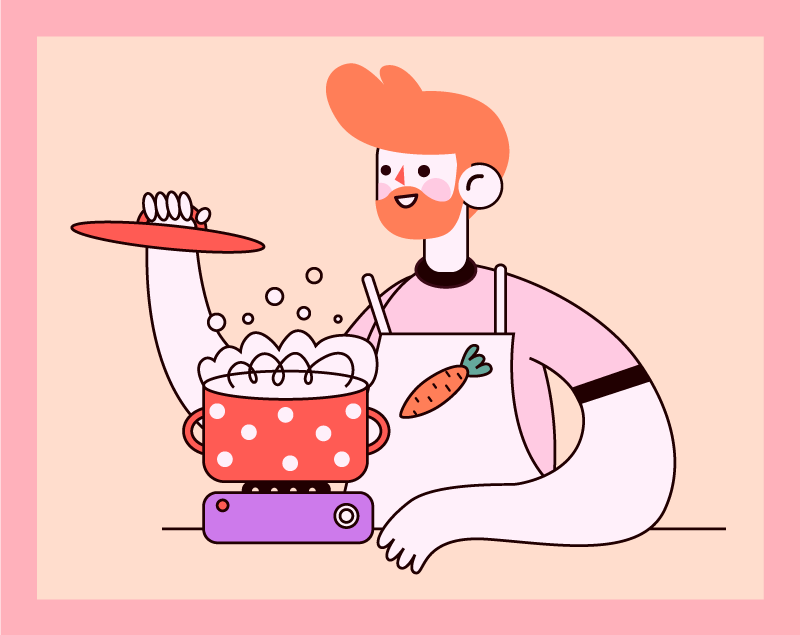 Kjøkken mann matlaging kjøkken gulvfliser - Tenstickers