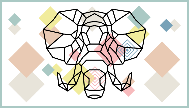 Origami elefanthode vinyl teppe moderne - Tenstickers