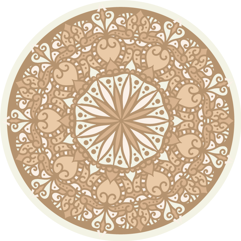 Beige stilig sirkulær design vinyl teppe mandala - Tenstickers