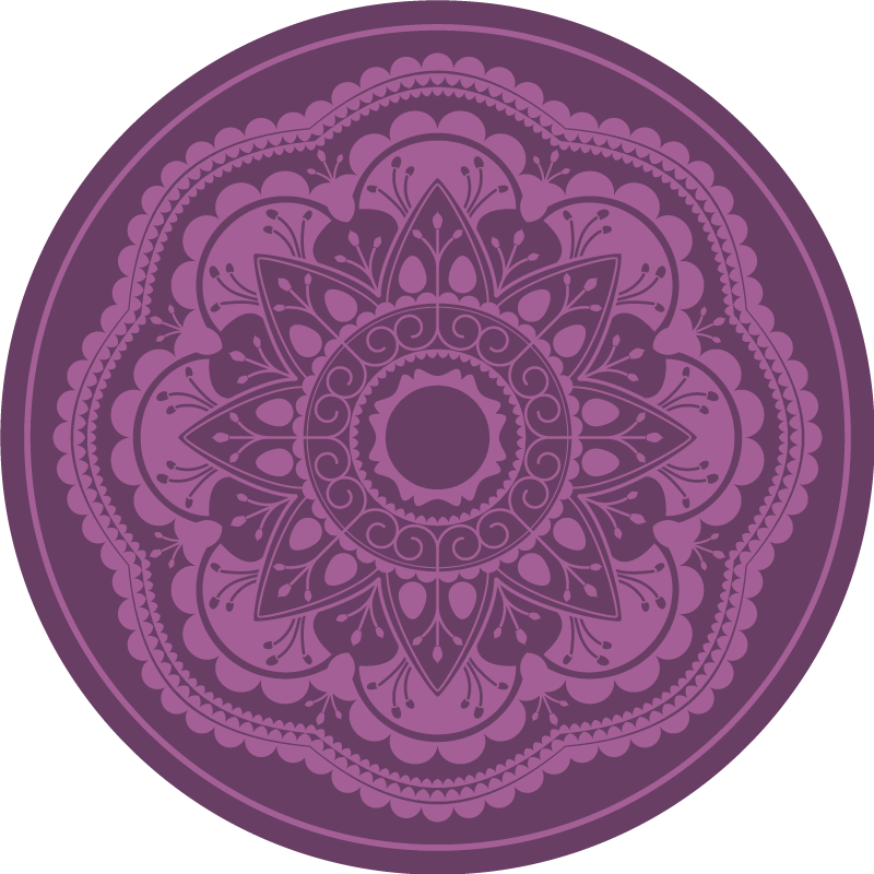 Lilla sirkulær design vinyl teppe mandala - Tenstickers