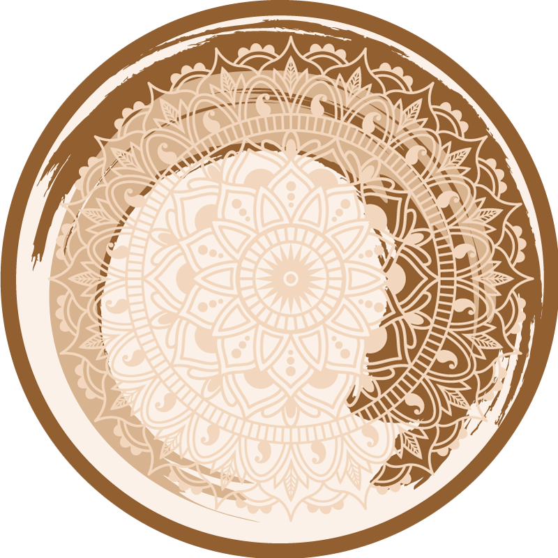 Grasiøst beige motiv vinyl teppe mandala - Tenstickers