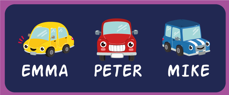 Fargerike biler personlig vinyl teppe - Tenstickers