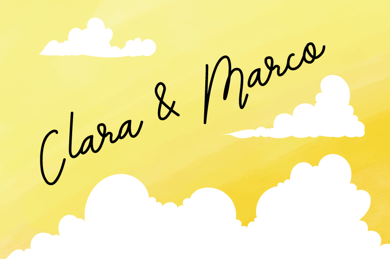 Skyet par design vinyl teppe med navn - Tenstickers