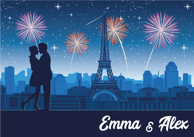 Fyrverkeri og skyskraper personlig vinyl teppe - Tenstickers