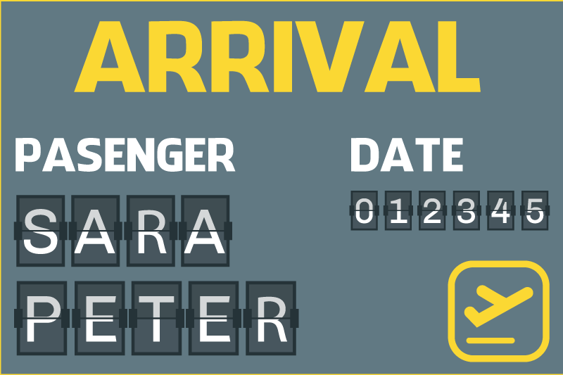 Ankomst flybillett vinyl teppe med navn - Tenstickers