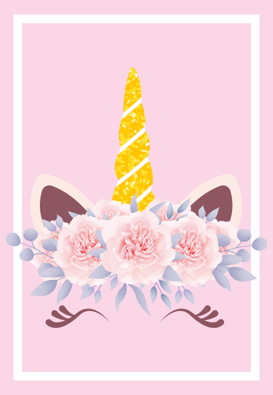 Enhjørning blomstermagi vinyl teppe spedbarn - Tenstickers