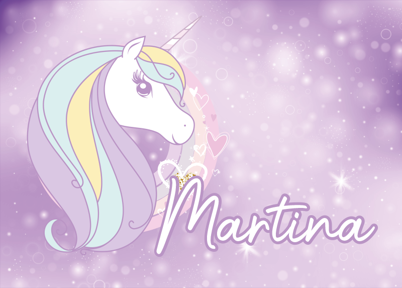 Lilla enhjørningsunivers med navn barna lekematte - Tenstickers