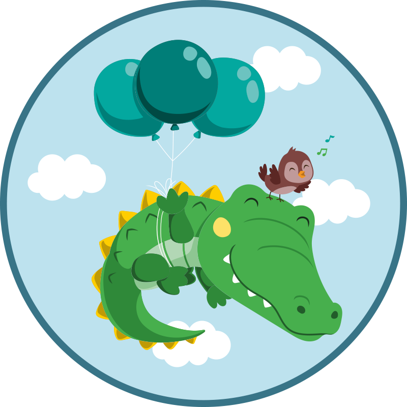Fugl og krokodille baby spiller vinylmatte - Tenstickers