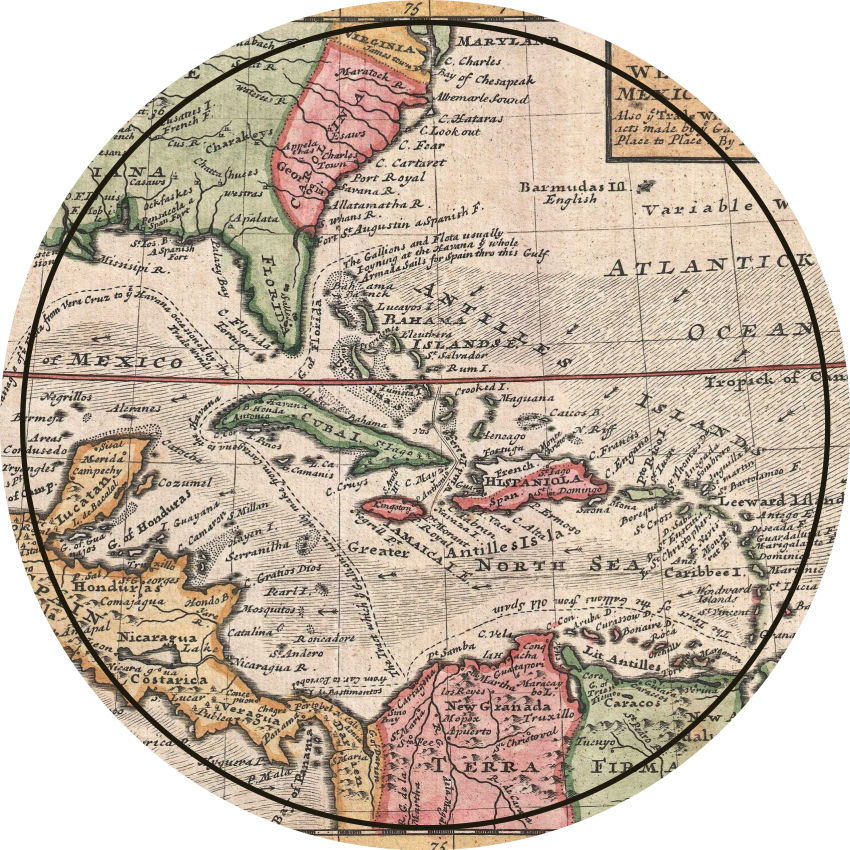 Vintage verdenskart karibisk vintage vinyl teppe - Tenstickers