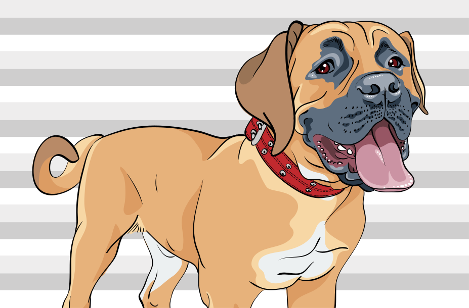 Pesende mastiff-illustrasjon vinyl teppe dyr - Tenstickers
