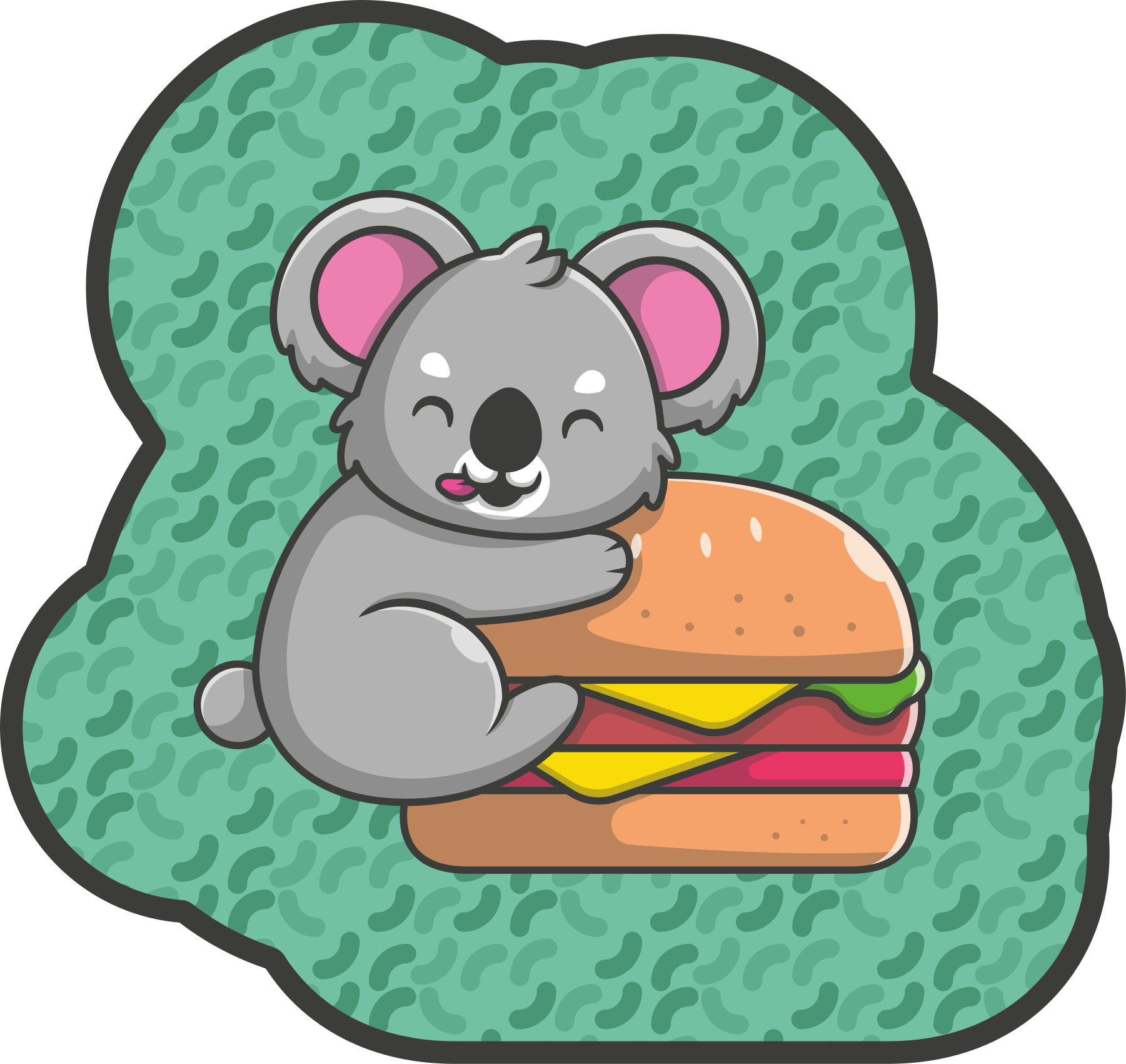 Sulten koala på hamburgerdyrteppe - Tenstickers