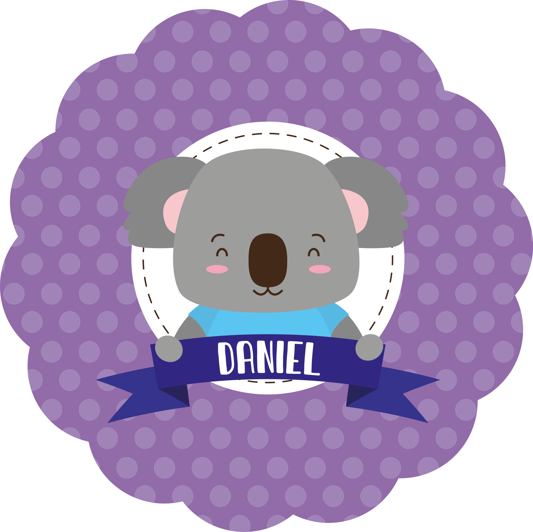 Glad koala med navn dyre vinyl teppe - Tenstickers