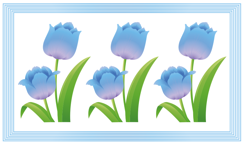 Blå tulipanutstilling vinyl teppe blomster og planter - Tenstickers