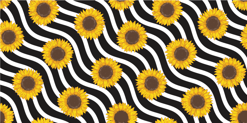 Solsikkebølgemønster vinyl teppe blomster og planter - Tenstickers