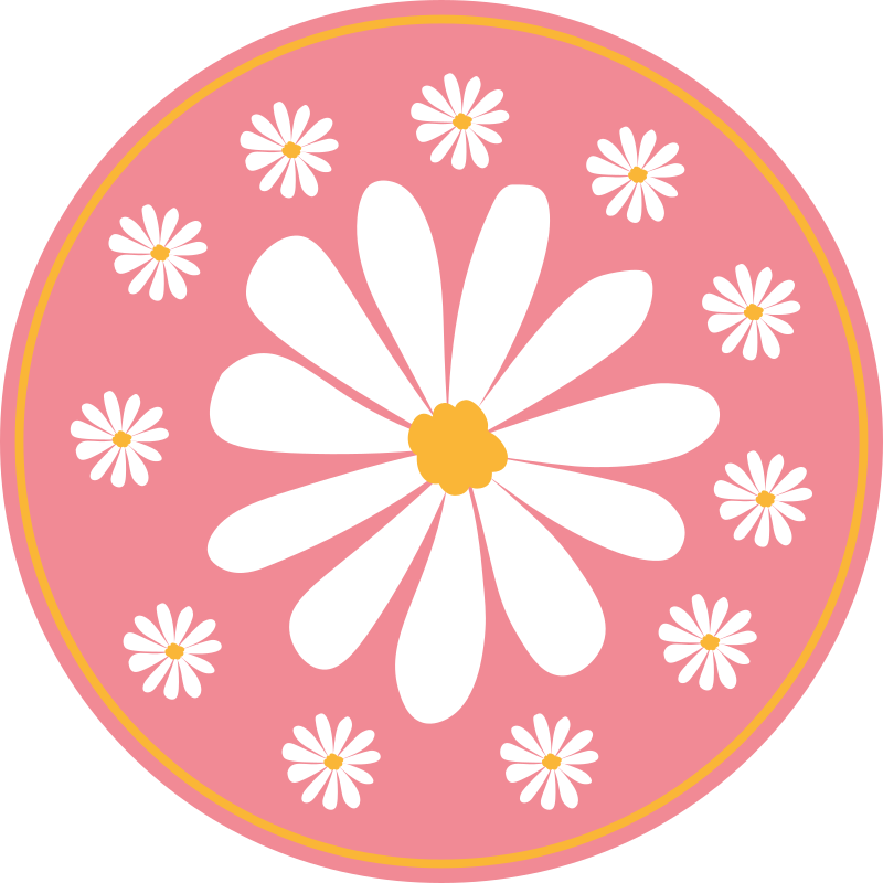 Rosa blomsteroppsats vinyl teppe blomster og planter - Tenstickers