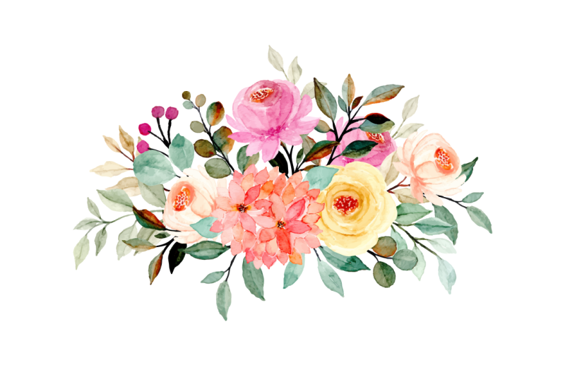 Tegnet blomster med maling blomsterteppe - Tenstickers